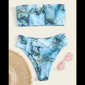 SHEIN Blue Abstract Bikini Set
